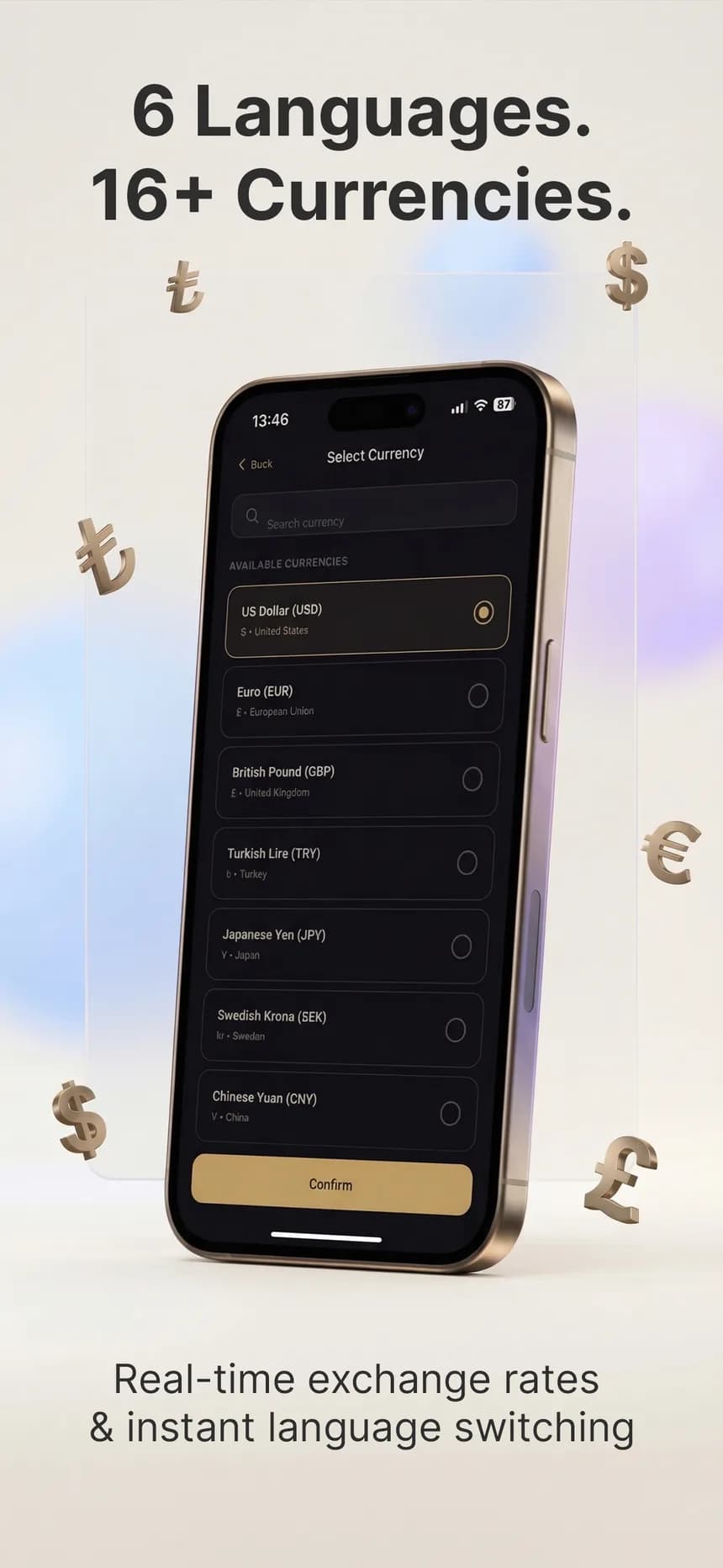 Currency picker in Expio